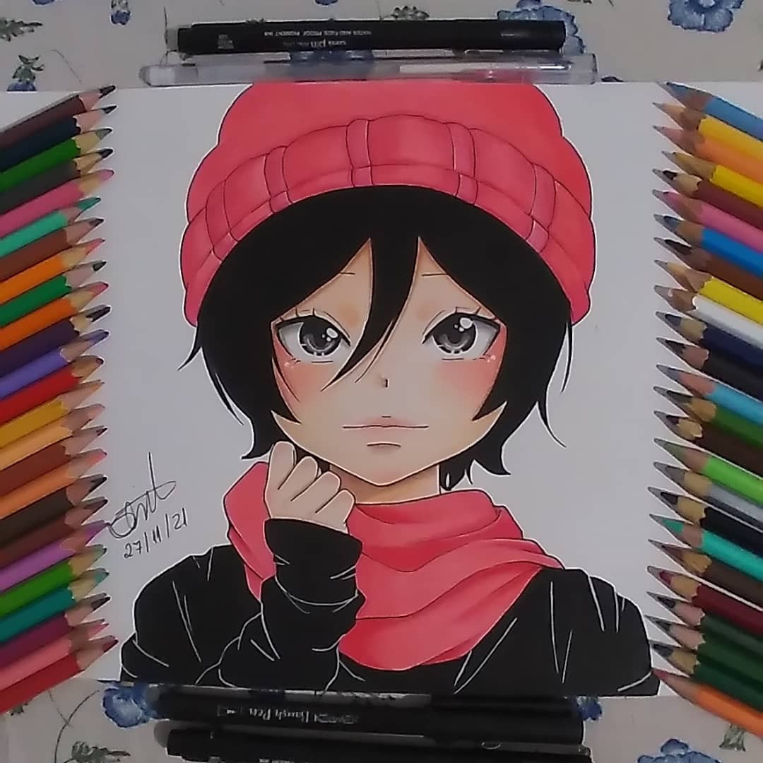 Pintura com lápis de cor